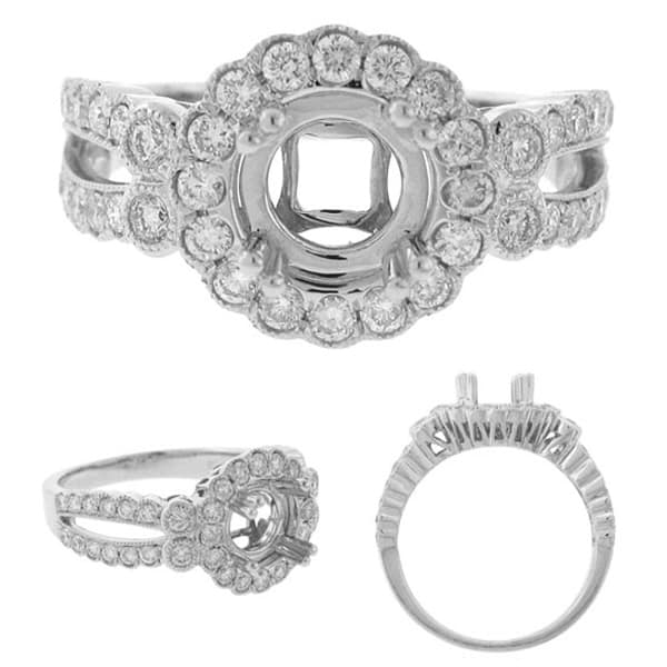 0.75ct 18k White Gold Diamond Semi-mount Ring