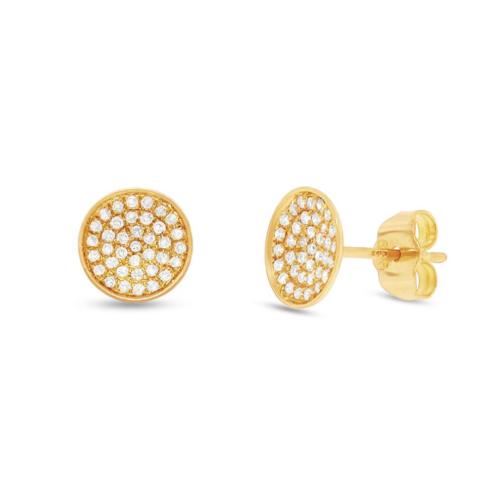 0.19ct 18k Yellow Gold Diamond Pave Stud Earrings