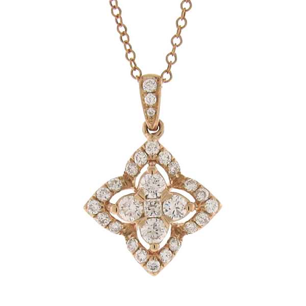0.55ct 14k Rose Gold Diamond Pendant Necklace