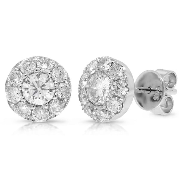 1.10ct 14k White Gold Diamond Cluster Earrings