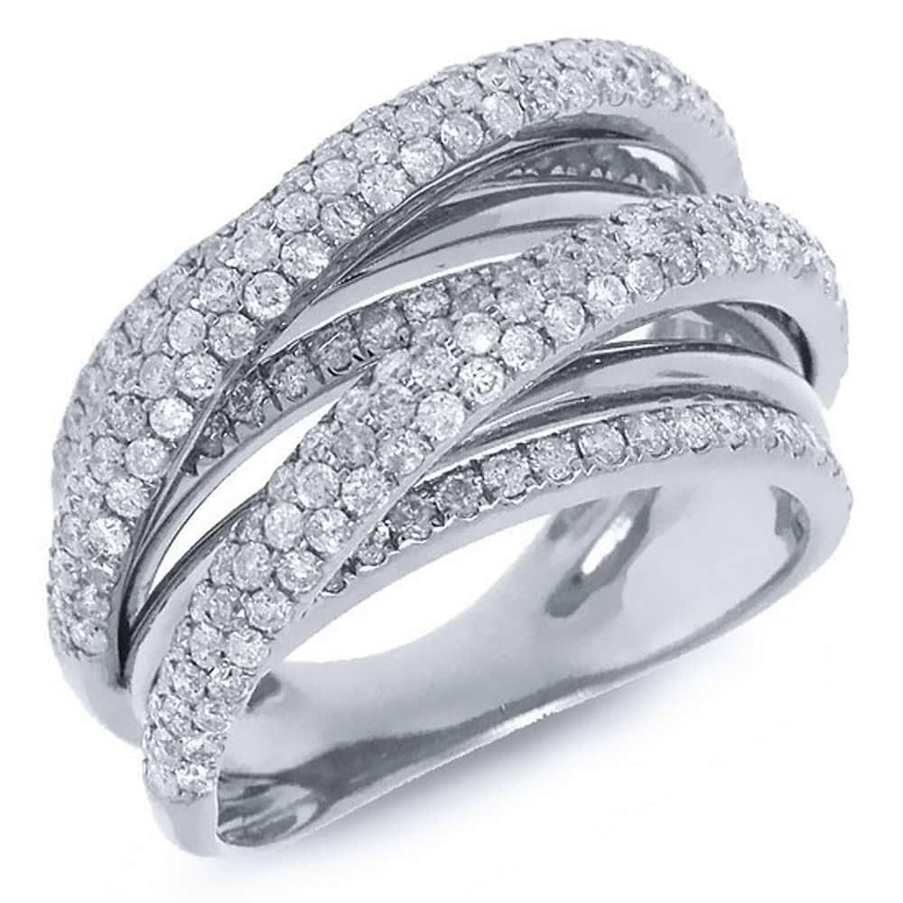 1.75ct 14k White Gold Diamond Bridge Ring Size 9