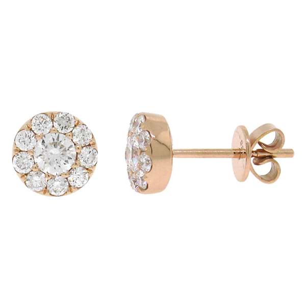 0.75ct 14k Rose Gold Diamond Cluster Earrings