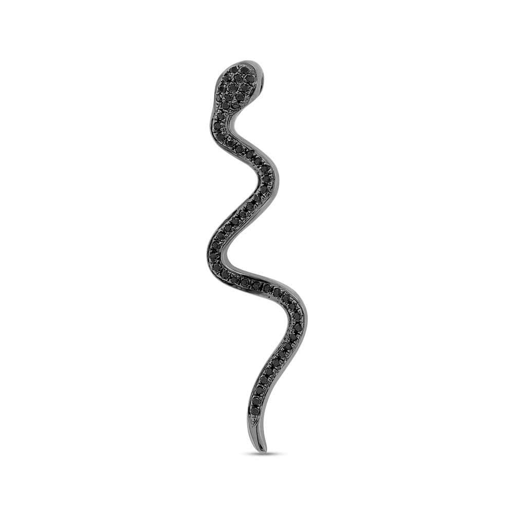 0.19ct 14k Black Rhodium Gold Diamond Snake Pendant Necklace