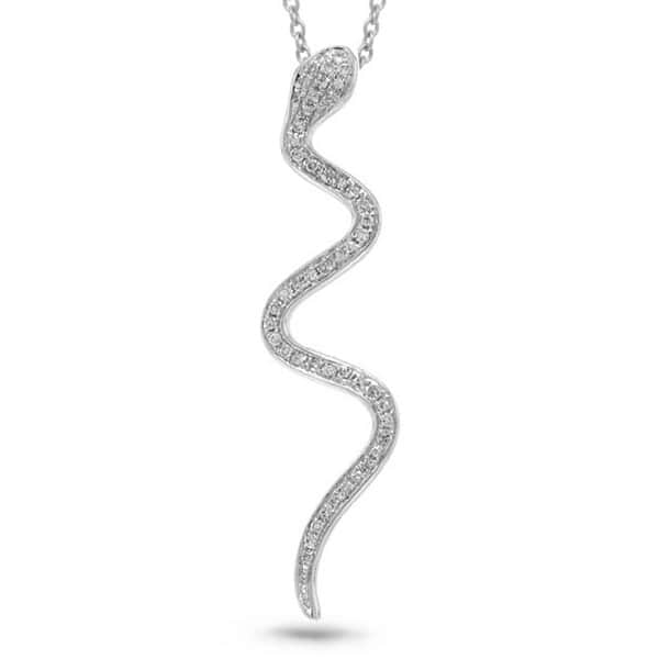 0.19ct 14k White Gold Diamond Snake Pendant Necklace