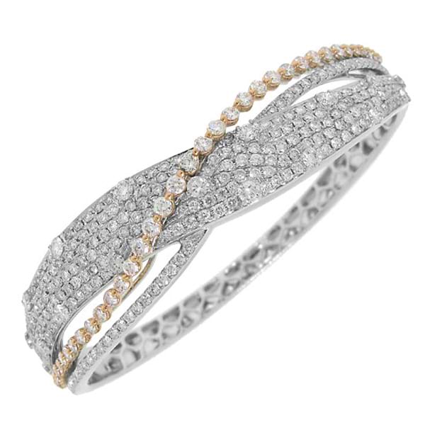 5.14ct 18k Two-tone Rose Gold Diamond Bridge Bangle Bracelet