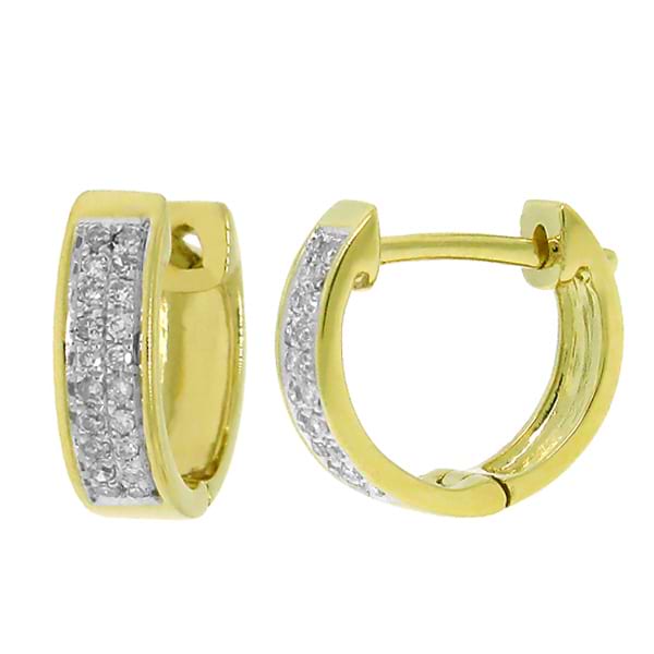 0.10ct 14k Yellow Gold Diamond Huggie Earrings