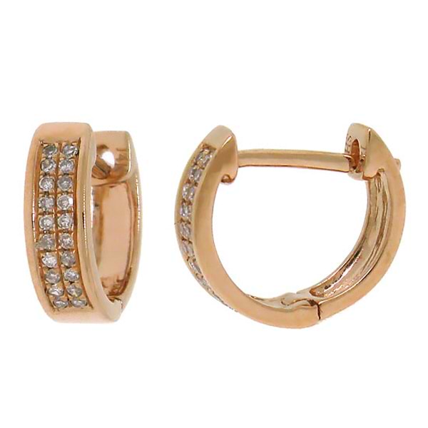 0.10ct 14k Rose Gold Diamond Huggie Earrings