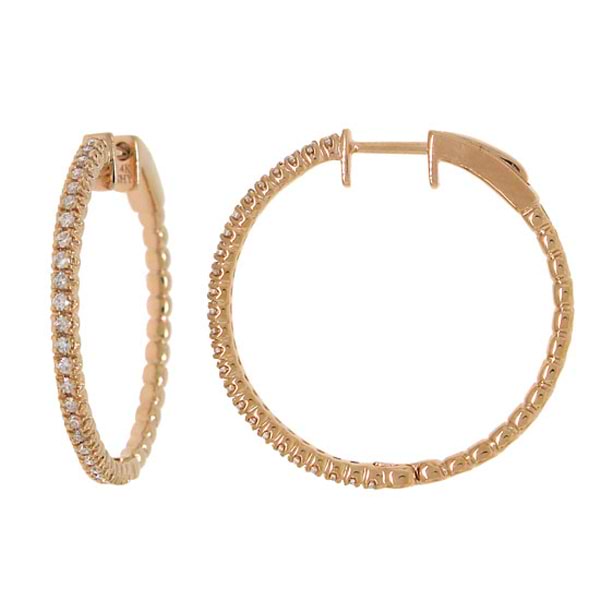 0.47ct 14k Rose Gold Diamond Hoop Earrings