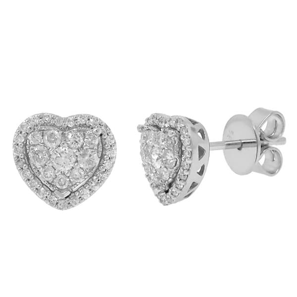 0.41ct 14k White Gold Diamond Heart Stud Earrings