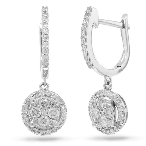 0.54ct 14k White Gold Diamond Cluster Earrings