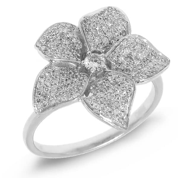 0.51ct 14k White Gold Diamond Flower Ring