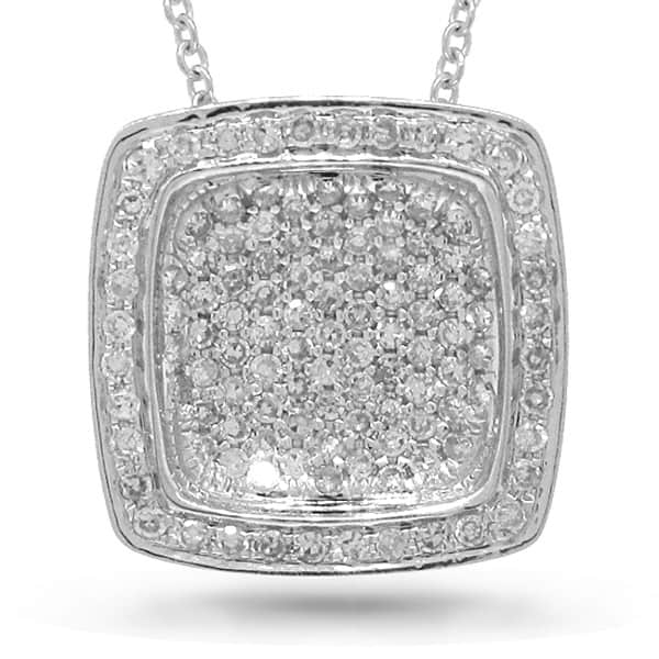 0.38ct 14k White Gold Diamond Pave Pendant Necklace