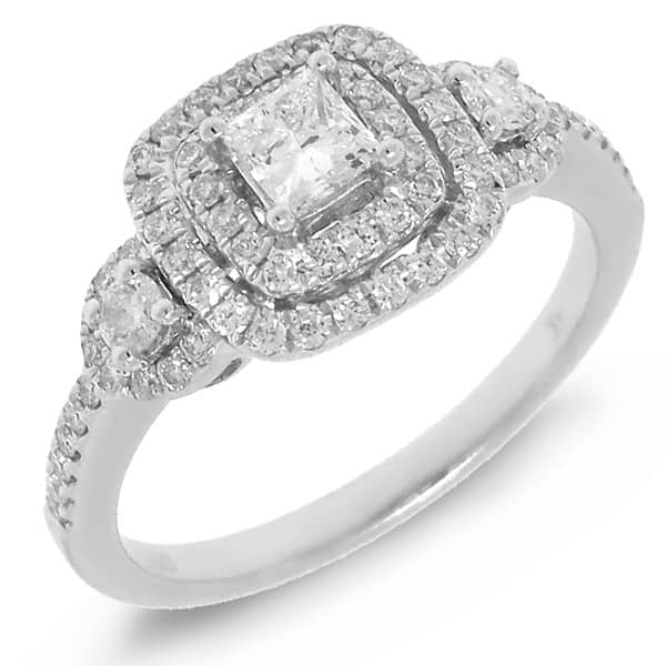 0.31ct Princess Cut Center and 0.49ct Side 14k White Gold Diamond Engagement Ring