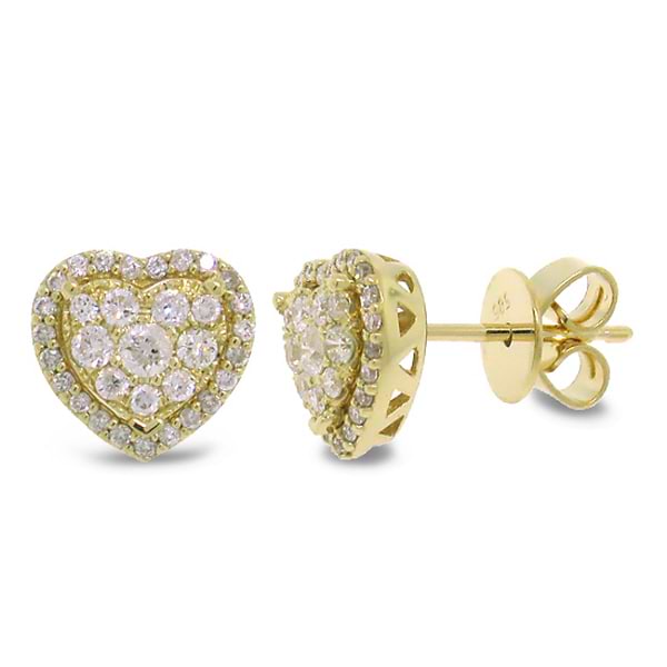 0.41ct 14k Yellow Gold Diamond Heart Stud Earrings