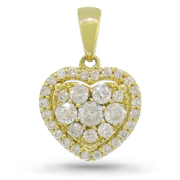 0.47ct 14k Yellow Gold Diamond Heart Pendant Necklace