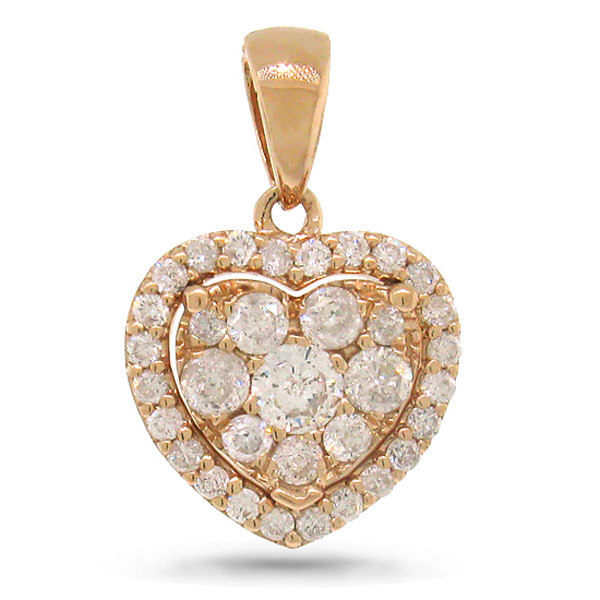 0.47ct 14k Rose Gold Diamond Heart Pendant Necklace