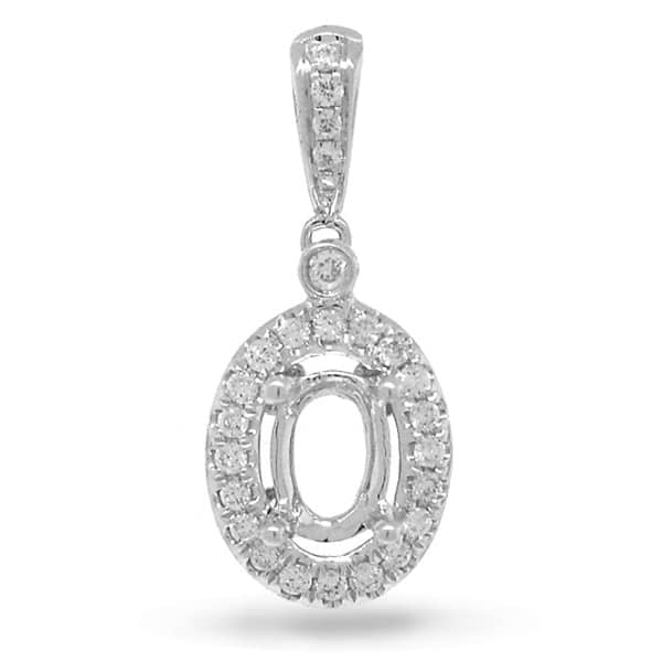 0.15ct 14k White Gold Diamond Semi-mount Pendant Necklace
