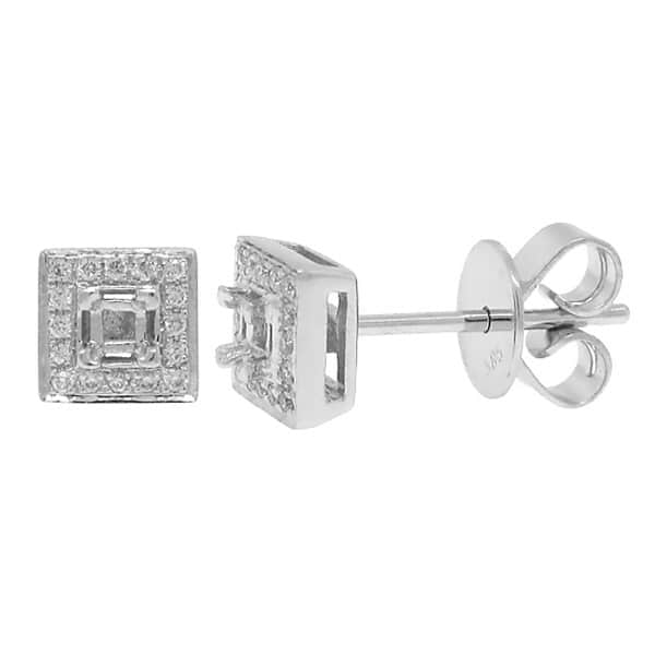 0.09ct 14k White Gold Diamond Semi-mount Earrings