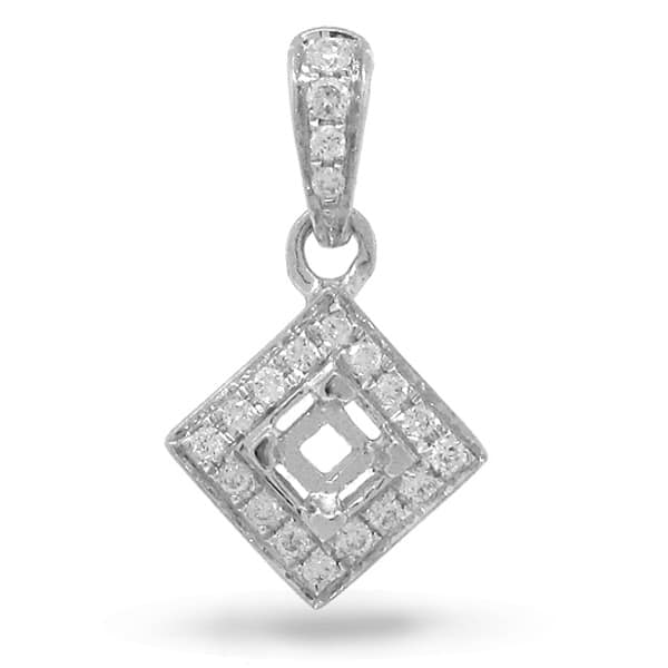 0.06ct 14k White Gold Diamond Semi-mount Pendant Necklace