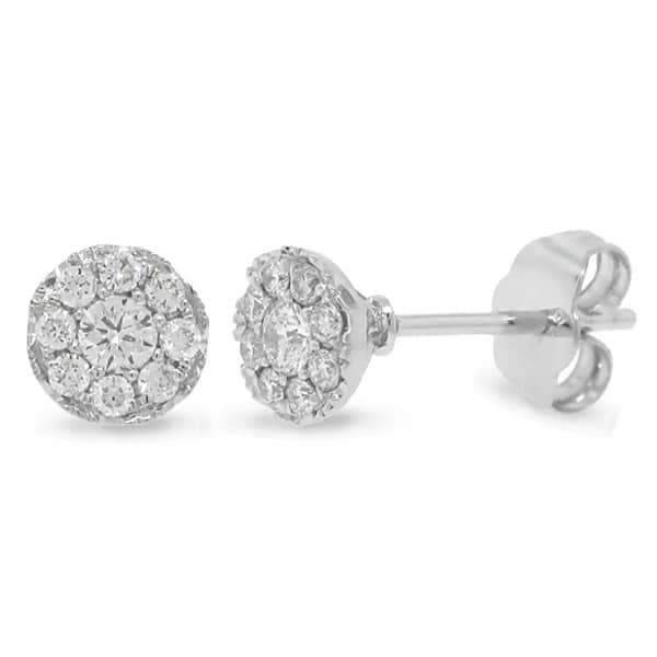0.28ct 14k White Gold Diamond Cluster Stud Earrings