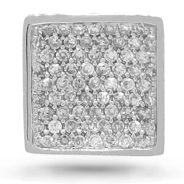 0.23ct 14k White Gold Diamond Pave Square Pendant Necklace