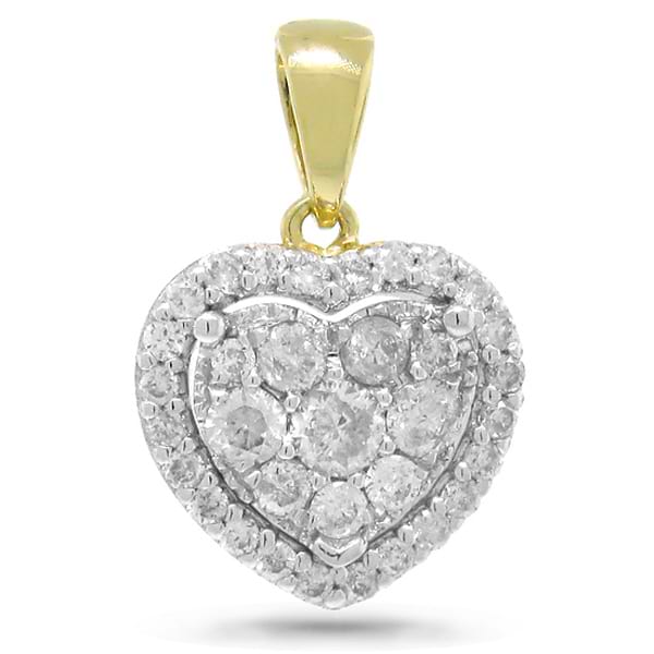 0.47ct 14k Two-tone Gold Diamond Heart Pendant Necklace