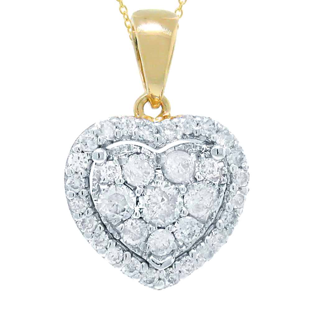 0.47ct 14k Two-tone Gold Diamond Heart Pendant Necklace
