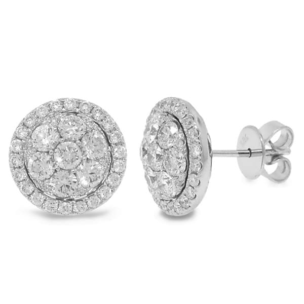 1.62ct 14k White Gold Diamond Cluster Earrings