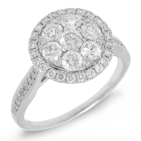 1.05ct 14k White Gold Diamond Cluster Lady's Ring