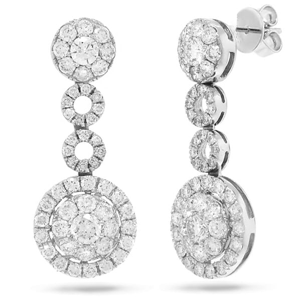 2.77ct 14k White Gold Diamond Round Invisible Earrings