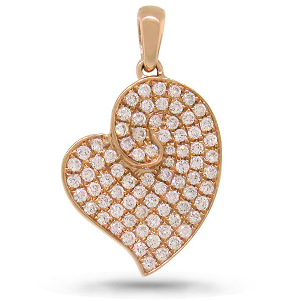 0.42ct 14k Rose Gold Diamond Heart Pendant Necklace