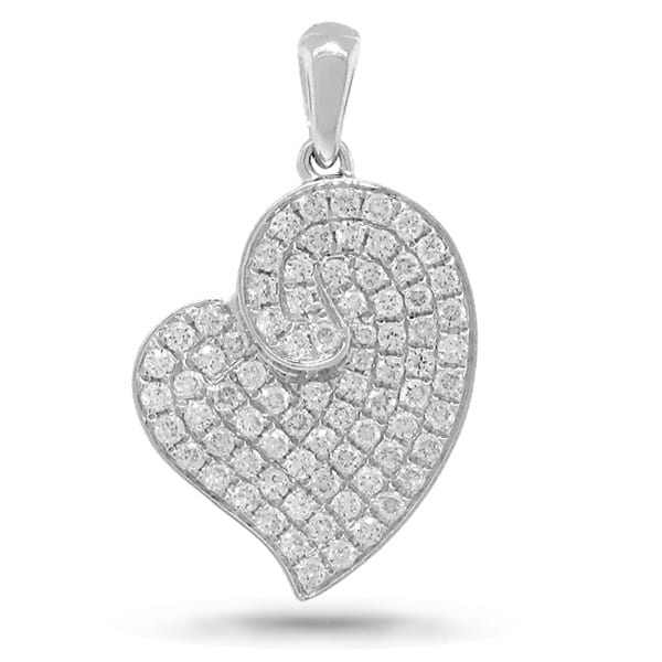 0.42ct 14k White Gold Diamond Heart Pendant Necklace