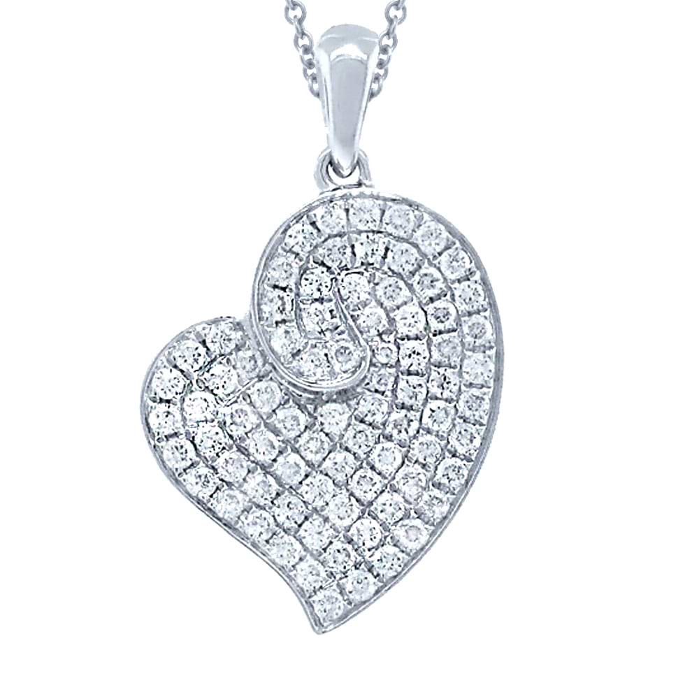 0.42ct 14k White Gold Diamond Heart Pendant Necklace