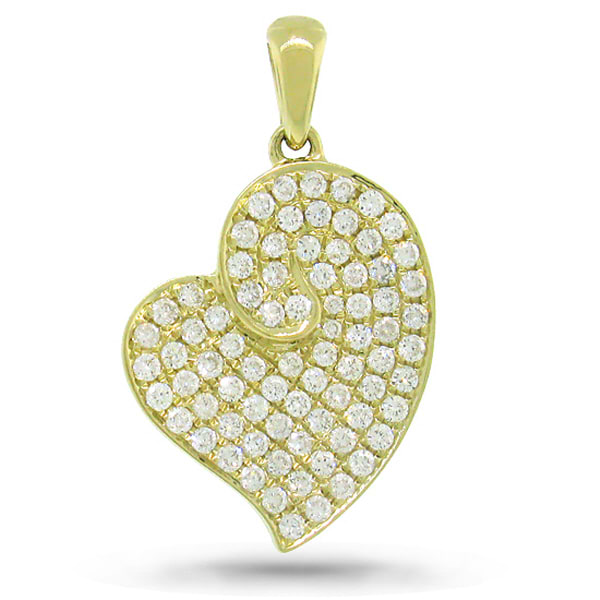 0.42ct 14k Yellow Gold Diamond Heart Pendant Necklace