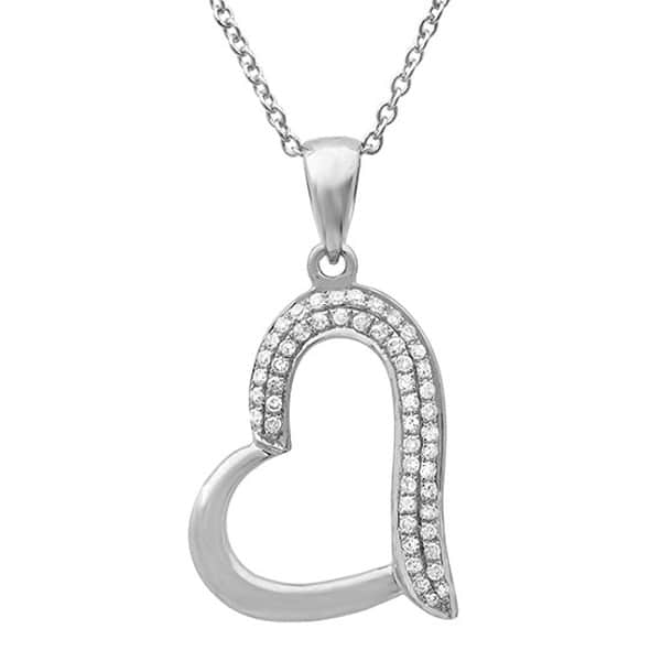 0.13ct 14k White Gold Diamond Heart Pendant Necklace