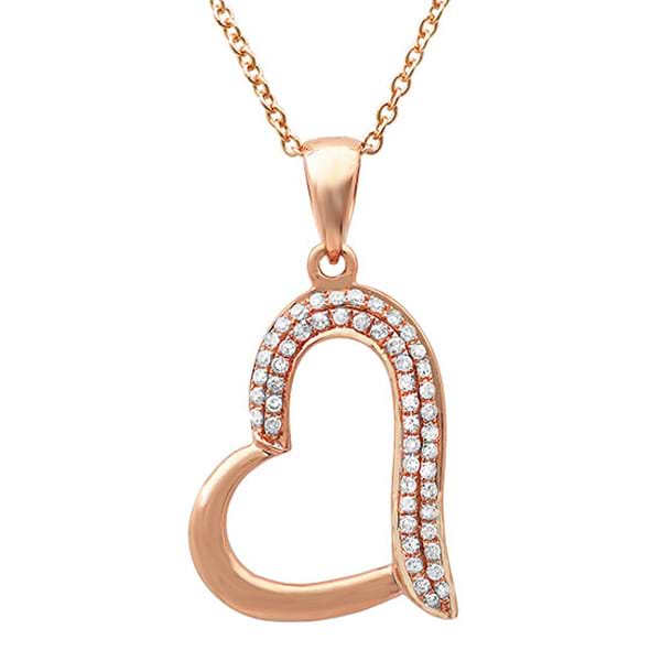 0.13ct 14k Rose Gold Diamond Heart Pendant Necklace