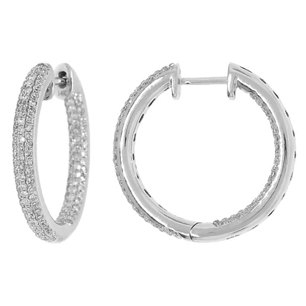 0.93ct 14k White Gold Diamond Hoop Earrings