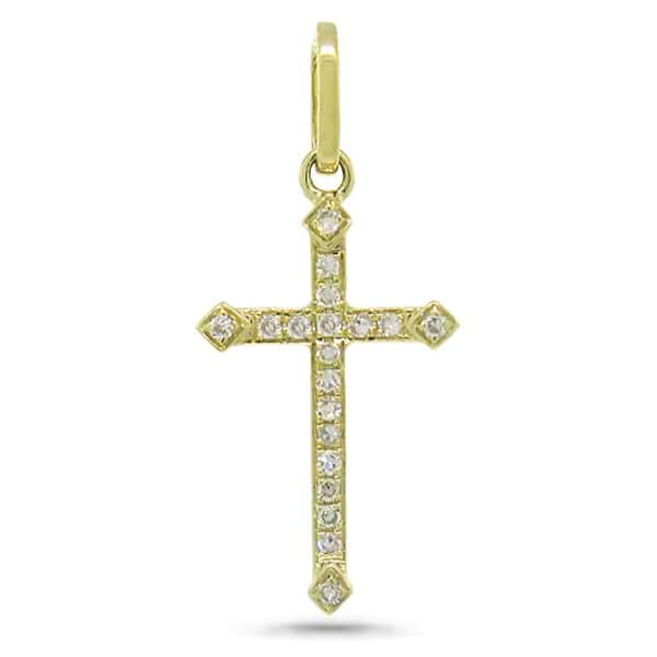 0.07ct 14k Yellow Gold Diamond Cross Pendant Necklace