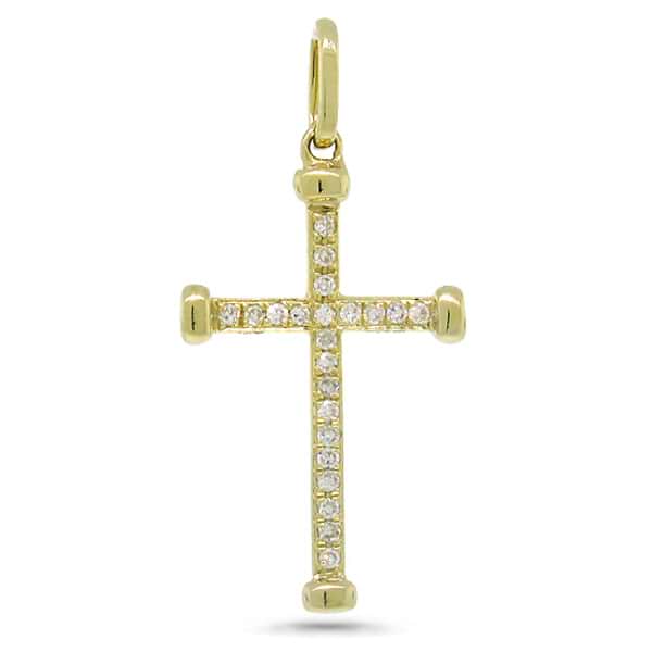 0.08ct 14k Yellow Gold Diamond Cross Pendant Necklace