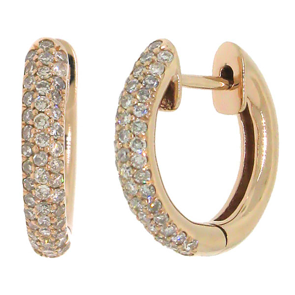 0.30ct 14k Rose Gold Diamond Huggie Earrings