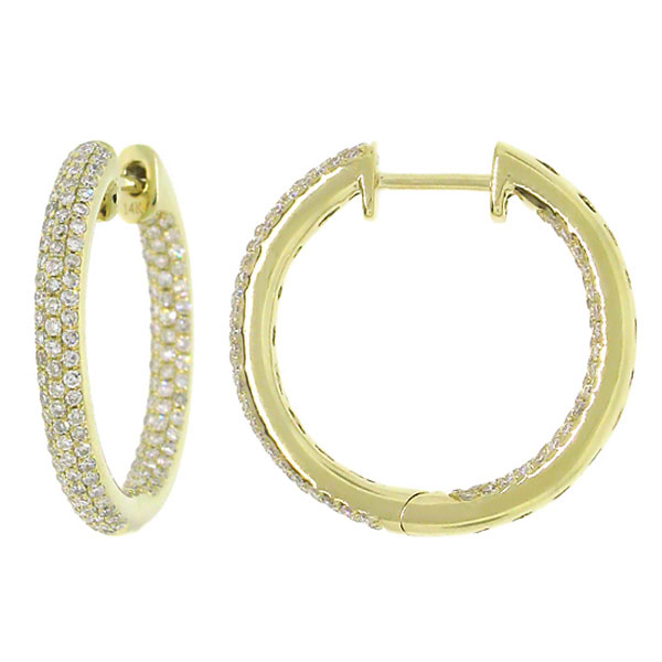 0.93ct 14k Yellow Gold Diamond Hoop Earrings