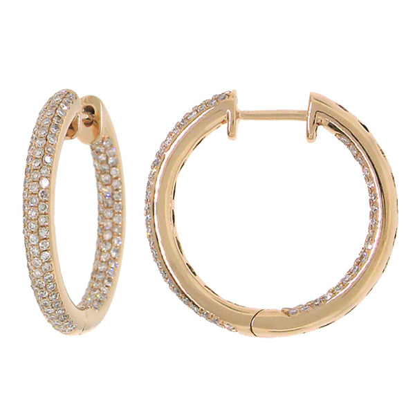 0.93ct 14k Rose Gold Diamond Hoop Earrings