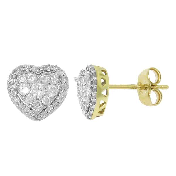 0.41ct 14k Two-tone Gold Diamond Heart Stud Earrings