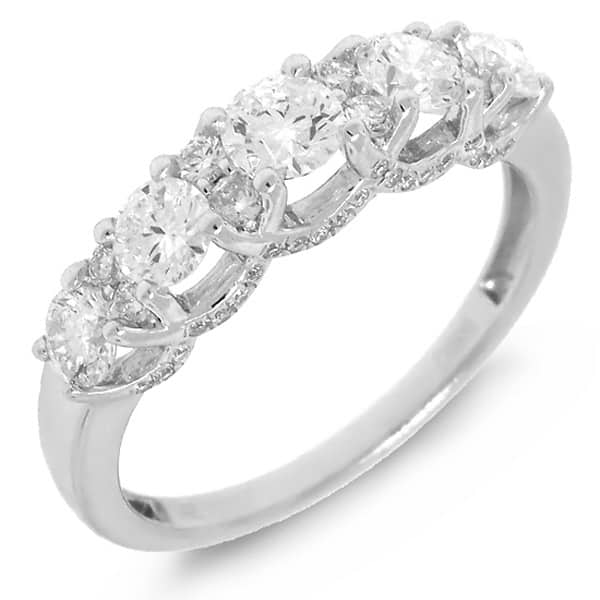 1.08ct 14k White Gold Diamond Lady's 5 Stone Ring