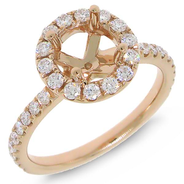 0.64ct 14k Rose Gold Diamond Semi-mount Ring