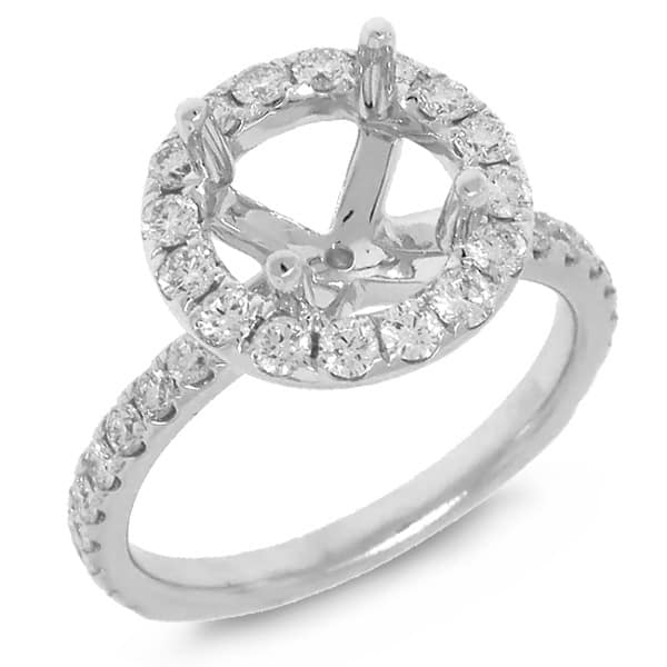 0.86ct 14k White Gold Diamond Semi-mount Ring