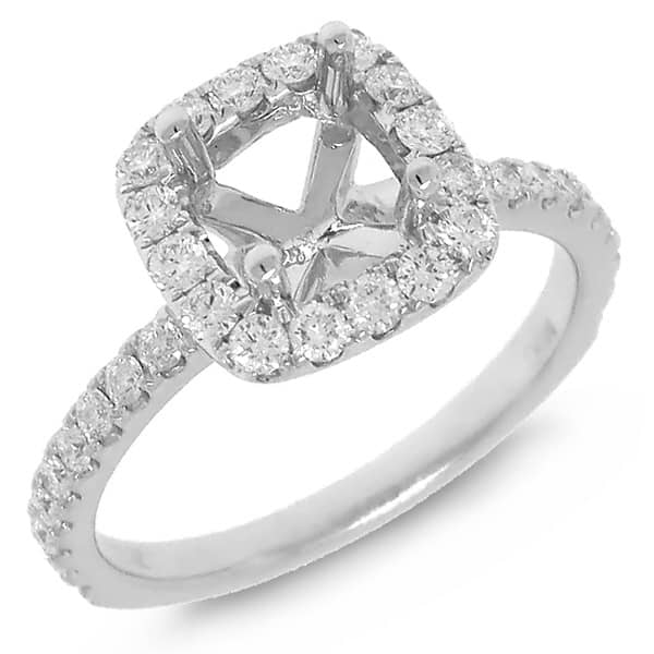 0.61ct 14k White Gold Diamond Semi-mount Ring for 5.5x5.5mm Center