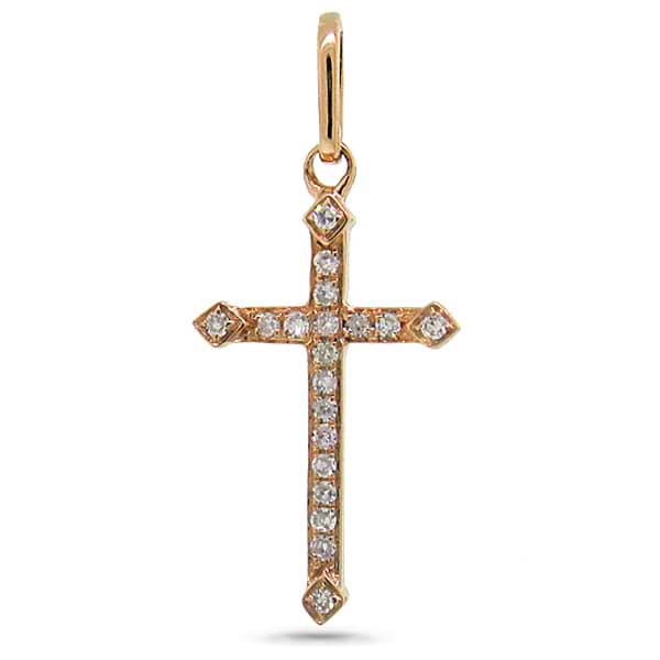 0.07ct 14k Rose Gold Diamond Cross Pendant Necklace