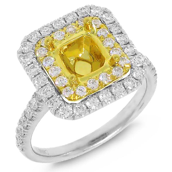 0.87ct 18k Two-tone Gold Diamond Semi-mount Ring