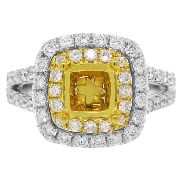 0.91ct 18k Two-tone Gold Diamond Semi-mount Ring